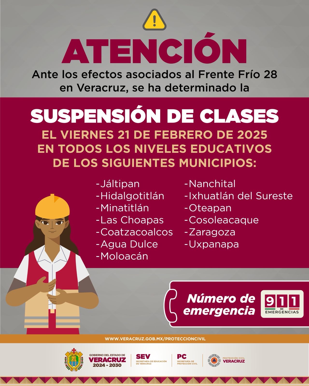 Este viernes, el Gobierno de Veracruz suspende clases en 13 municipios del sur